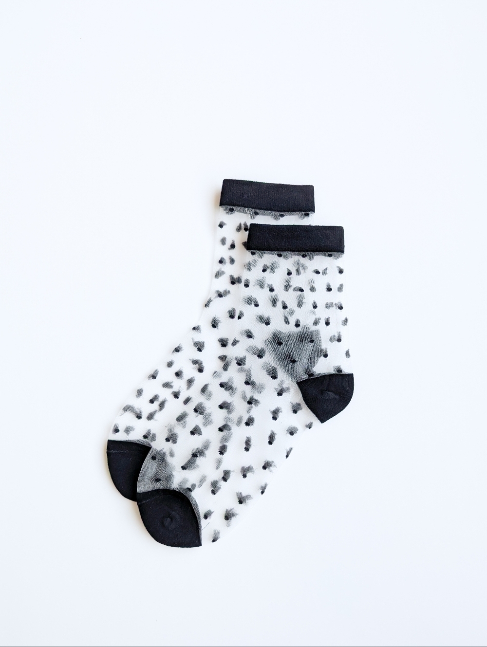 NWT Sheer Black Polkadot Ankle Socks